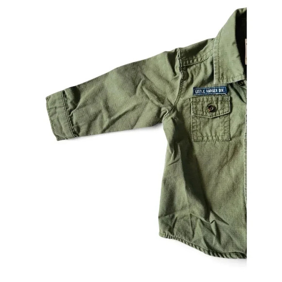 Carter's Boys Park Ranger Arm Green Long Sleeve Button Down Size 9 months - Picture 3 of 6